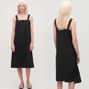 COS Apron Dress With Woven Straps Black Day Dress Mini Sleeveless Size M
